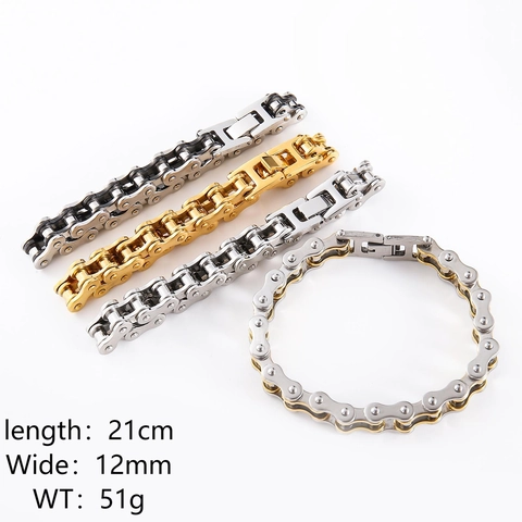 Pulsera De Cadena De Motocicleta Bicicleta Acero Inoxidable 304 Punk Biker Estilo Industrial Joyería Para Hombres Mujeres
