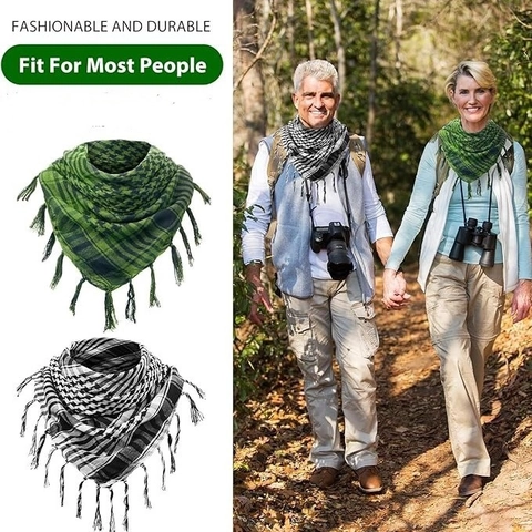 Shemagh Keffiyeh Scarf Checkered Tassel Head Wrap Tactical Desert Neck Scarf For Men Women Outdoor Hiking