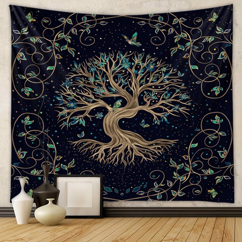 Tree Of Life Tapestry Wall Hanging Polyester Mystical Sun Moon Bohemian Mandala Home Decor Bedroom Living Room