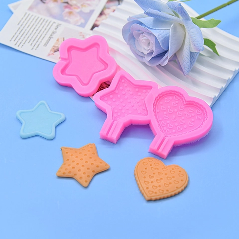 Stern Herz Form Silikonform Für DIY Backen Fondant Schokolade Harz Handwerk Texturiert Rosa Flexibel