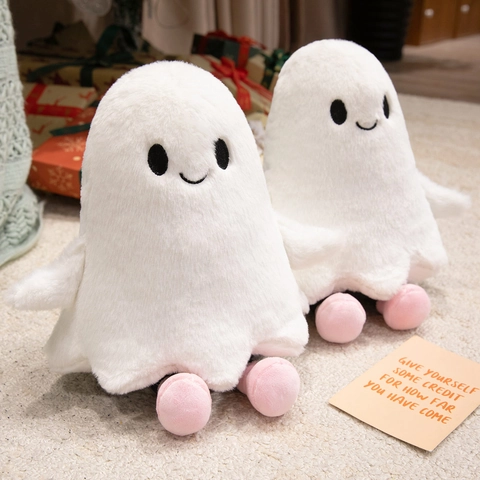 Ghost Plush Toy Soft White Smiling Elf Doll Cute Halloween Gift Home Decoration Novelty Plushie For Kids Girls