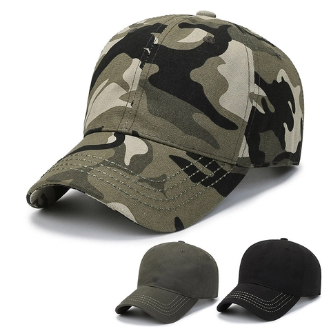 Gorra De Béisbol Algodón Camuflaje Color Sólido Deporte Al Aire Libre Protección Solar Ajustable Visera Curva Unisex Sombrero