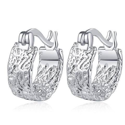 Orecchini a Cerchio a Forma di C con Texture Lavica Irregolare di Nicchia per Donna Gioielli in Rame con Perno in Argento Sterling 925