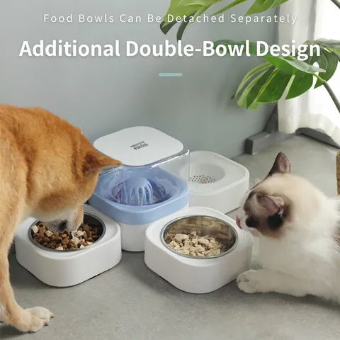 Automatische Waterdispenser En Voerbak Huisdieren Roestvrij Staal Multifunctioneel Voerstation Zwaartekracht Honden Katten