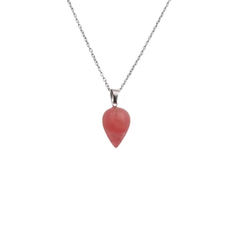 Teardrop Pendant Necklace Natural Gemstone Stone Water Drop Alloy Chain Vintage Fashion Jewelry For Women Men Couples