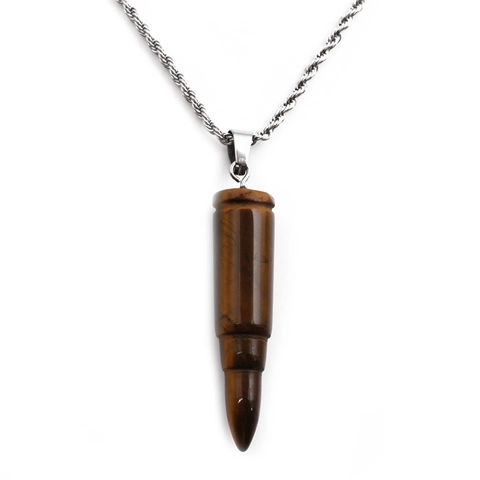 Kogel Hanger Ketting Natuurlijke Tijgeroog Steen Roestvrij Staal Touw Ketting Vintage Punk Sieraden Voor Heren Dames