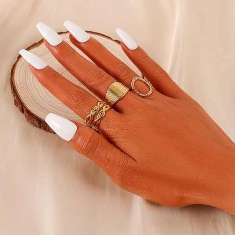 Elegant Stainless Steel Rings For Women Adjustable Open Gold Hollow Chain Tree Of Life Relief Twisted Rope Fashion Jewelry