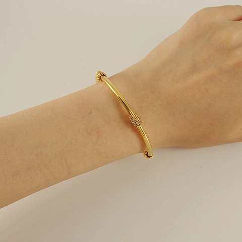 18K Gold Plated Stainless Steel Open Cuff Bracelet Triple Twist Design Adjustable C-Shape Bangle Jewelry For Women