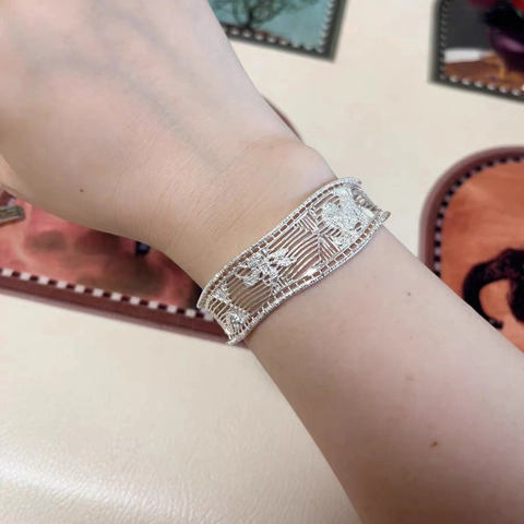 Bracciale Rigido Aperto Geometrico A Rete Traforata Vintage In Rame Placcato Oro Argento Gioielli Eleganti Accessorio Donna