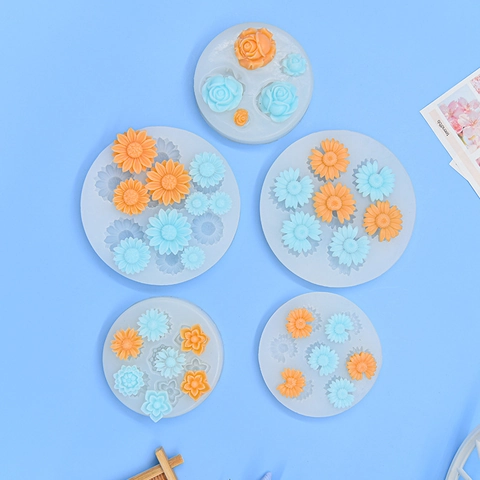 Moules En Silicone Fleurs Marguerites Roses Pour Résine Époxy DIY Décoration Gâteau Fondant Savon Artisanal
