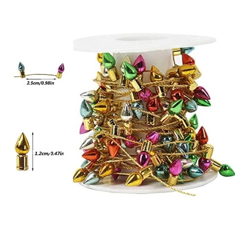 Christmas Bead Chain Garland Colorful Electroplated Plastic Light Bulb Shape Hanging Pendant For Holiday Party Home Decor