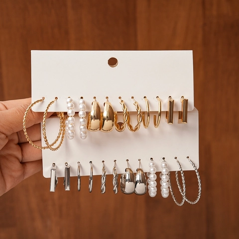 Orecchini A Cerchio Geometrici In Ferro Con Perno In Argento 925 E Perla Artificial Sintetica Gioielli Minimalisti Da Donna