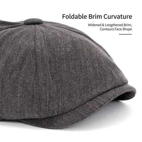 Vintage Newsboy Pet Voor Heren Visgraat Flat Cap Verstelbaar Ademend Mesh Denim Retro Stijl Hoed