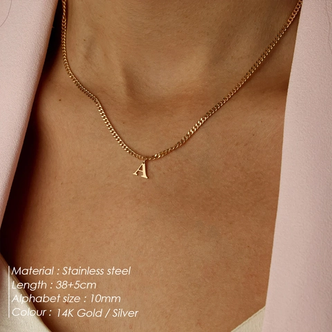 Roestvrij Staal Alfabet Initiaal Hanger Ketting Voor Vrouwen 14K Goud Zilver Vergulde Slangenketting Gepersonaliseerde DIY Letter Choker Sieraden Cadeau