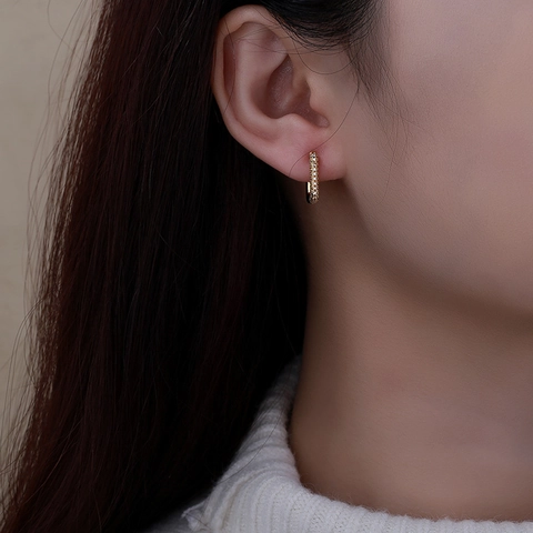 Geometrische Rechteckige Creolen Kupfer Zirkonia U-Form Minimalistisch Retro Stil Für Frauen