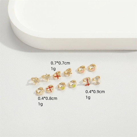 Delicate Copper Zirconia Huggie Earrings For Women Gold Plated Star Flower Bowknot Smiley Face Small Hoop Earrings Fashion Jewelry