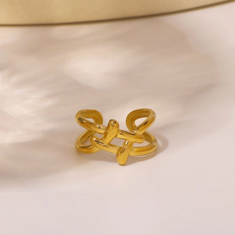 Minimalistische Geometrische Roestvrijstalen Open Ring Verstelbare Sieraden Verguld Waterdicht Hypoallergeen