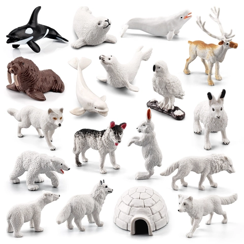 Statuette Animali Artici Polari Modelli Plastica Realistica Educativo Fauna Per Bambini Decorazione Torte Tavolo Sabbia