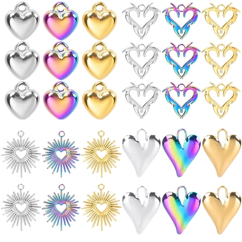 Ciondoli A Cuore In Acciaio Inossidabile Per Creazione Di Gioielli DIY Cuore Cavo Sole Collana Orecchini Oro