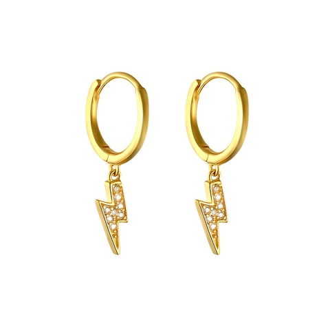 Boucles D'oreilles Créoles Éclair Cuivre Zircon Bijoux Tendance Pour Femmes Avec Tige En Argent