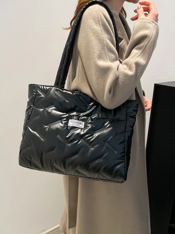 Bolso Tote Acolchado Para Mujer Bolso De Hombro Ligero Brillante Gran Capacidad De Mano Informal