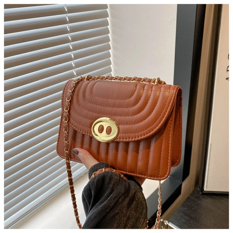 Sac À Bandoulière Matelassé Pour Femmes Sac À Main Carré En Cuir PU Avec Chaîne Et Serrure Métallique Mode