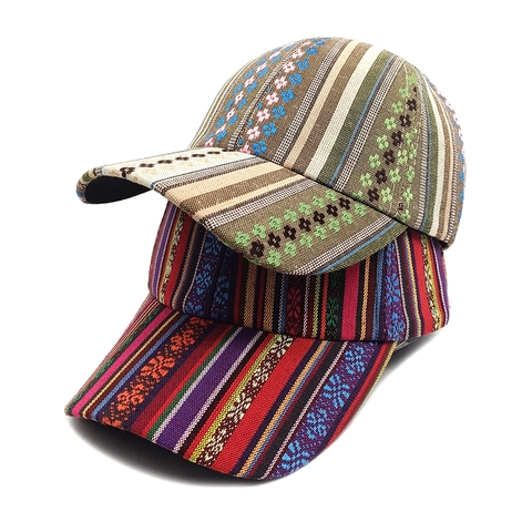 Berretto Da Baseball In Tessuto Bohémien Motivo Floreale A Strisce Etniche Cappello Da Sole Retrò Per Uomo E Donna