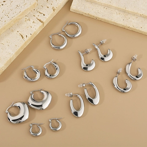 Pendientes De Aro Ovalados Geométricos Acero Inoxidable 316L Chapado En Oro 18K Joyas De Oreja Minimalistas Para Mujeres