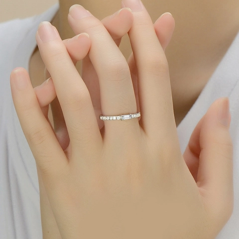 Ring Aus 925 Sterling Silber Mit Rechteckigem Zirkonia Eleganter Mikropave-Ring Modeschmuck Für Damen