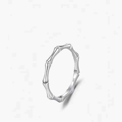 Anello Nodo Di Bambù In Argento Sterling 925 Gioielli Da Dito Lucidati Minimalisti Per Donna