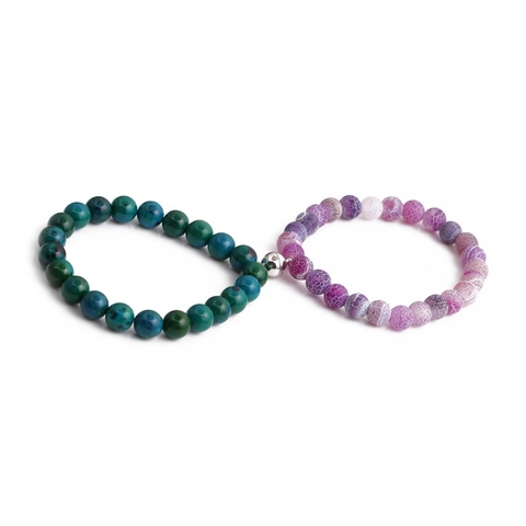 Magnetischer Verschluss Perlenarmband Natursteinperlen Distanz Handschmuck Für Paare Liebhaber Modegeschenk