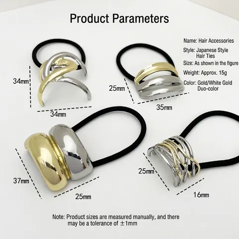 Coleteros De Aleación Geométrica Sujetadores De Coleta Alta Elasticidad Oro Plata Bicolor Cuerdas Para El Cabello Minimalistas Para Mujer
