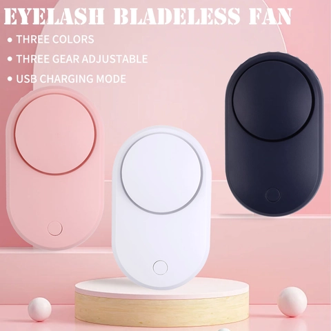 Portable USB Rechargeable Eyelash Extension Mini Bladeless Fan Handheld Lash Dryer Adjustable Speed Settings For Makeup Women