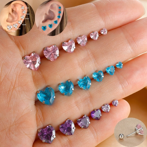 Edelstahl Herzform Strass Ohrstecker Für Damen Piercing Schmuck Mehrfarbige Dopamin Trend Ohrringe Geschenk