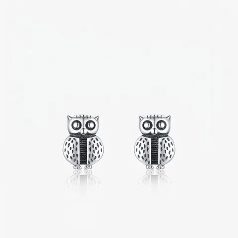 Süße Eule Ohrstecker Für Damen 925 Sterling Silber Vintage Oxidiertes Finish Winziger Tier Schmuck Elegantes Geschenk