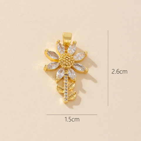 Collana Pendente Fiore Oro Placcato Rame Zirconia Perla Artificial Floreale Gioielli Per Donne Tendenza