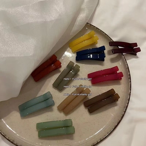 Mollette Per Capelli Rettangolari Minimaliste Stile Ins Coreano Colore Gelatina Tinta Unita Resina Plastica Clip A Becco D'Anatra Per Donne Ragazze