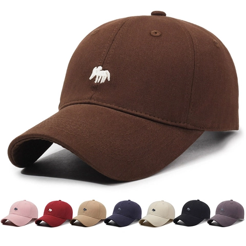 Cotton Baseball Cap Small Animal Embroidery Adjustable Soft Top Fashion Curved Brim Sun Hat For Men Women