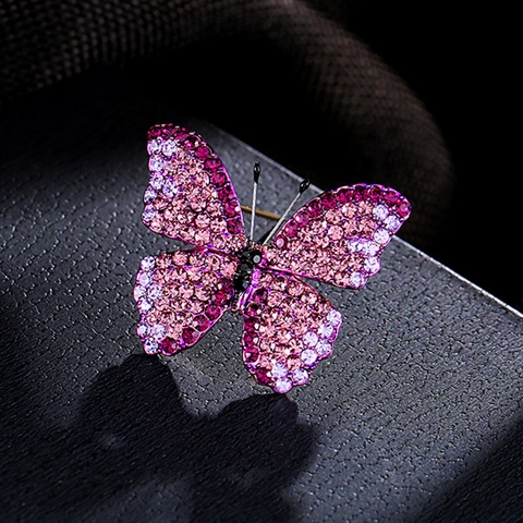 Spilla Farfalla Lega Strass Scintillanti Sfumatura Viola Accessori Spilla Per Donne Elegante Moda