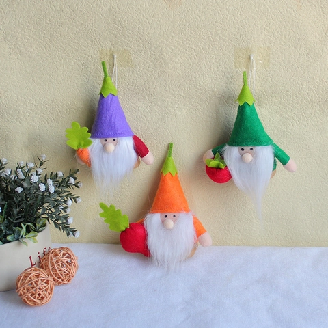 Vegetable Gnome Plush Pendants Felt Long Beard Farmhouse Autumn Harvest Hanging Ornaments Home Decor