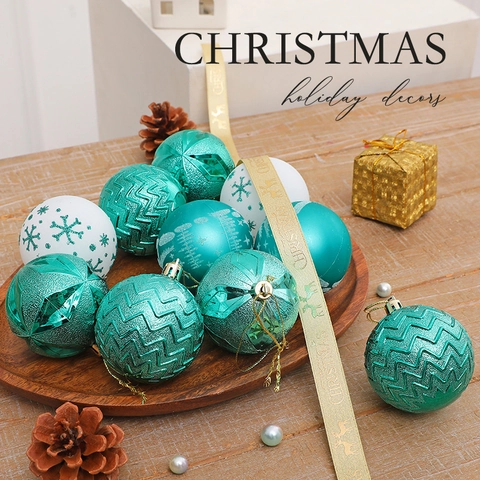 Weihnachtsball Ornamente Kunststoff Elektroplattiert Bemalt Dekorative Kugeln Feiertag Xmas Baum Hängende Deko Muster