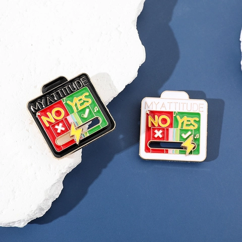 Creative My Attitude Social Battery Mood Tracker Slidable Enamel Pin Brooch Fun Mental Well-Being Sliding Badge Jewelry Gift