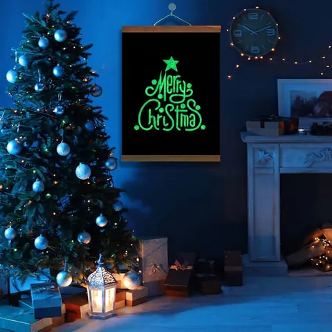 Quadro Appeso Luminoso DIY Di Natale Rotolo In Legno Tela Arte Da Parete Decorazione Fatto A Mano