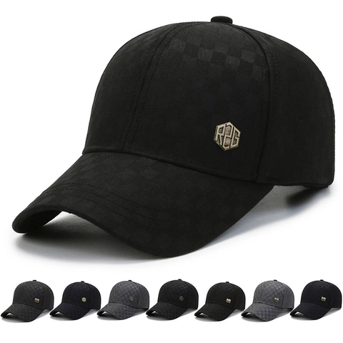 Men Winter Warm Baseball Cap Checkered Fleece Lined Adjustable Outdoor Casual Sports Hat With Metal Logo