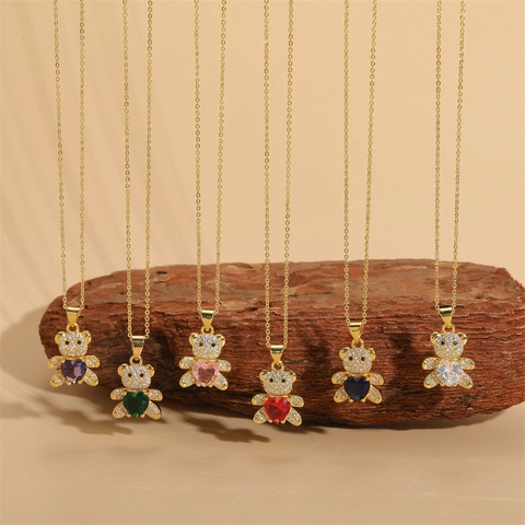 Collana Con Ciondolo A Forma Di Orsetto Placcata In Oro Rame Con Zirconia Cubica A Cuore Gioielli Carini Per Donne