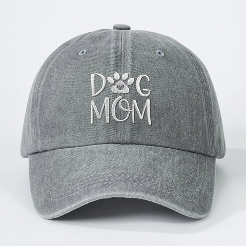 Casquette De Baseball En Coton Lavé Ajustable Broderie Dog Mom Vintage Protection Solaire Chapeau D'extérieur