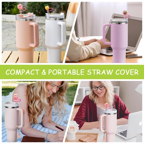 Siliconen Rietjes Covers Herbruikbare Rietjes Doppen Fruit Snoep Vormen Hars Glitter Drinkgerei Accessoires