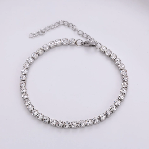 Stainless Steel Tennis Bracelet With Round Cubic Zirconia Shimmering Hip Hop Trendy Jewelry For Men And Women