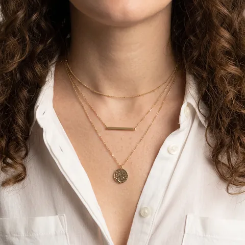 Roestvrij Stalen Gelaagde Halskette Geometrische Cirkel Ronde Schijf Hanger Vergulde Sieraden Voor Dames Mode Forens