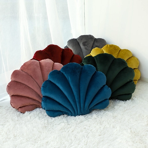 Shell Shaped Throw Pillow Dutch Velvet Soft Decorative Cushion For Home Sofa Living Room Bedroom Nordic Style